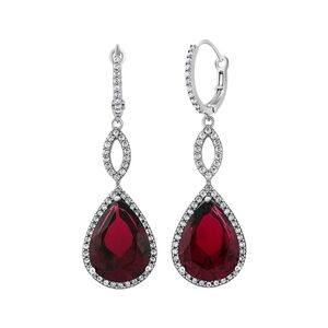 20.0ct Sterling Silver 925 Ruby Bridal Chandelier Teardrop Statement Earrings